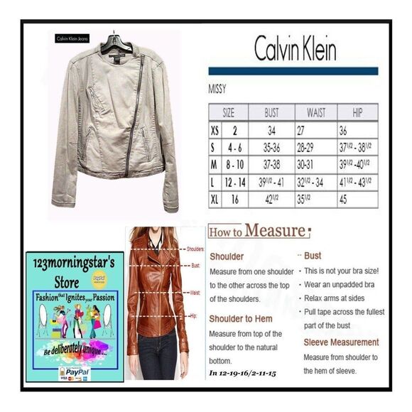 Calvin Klein Jeans NEW Grunge Moto Asymmetrical Zip Crop Denim Jacket L - Picture 12 of 12